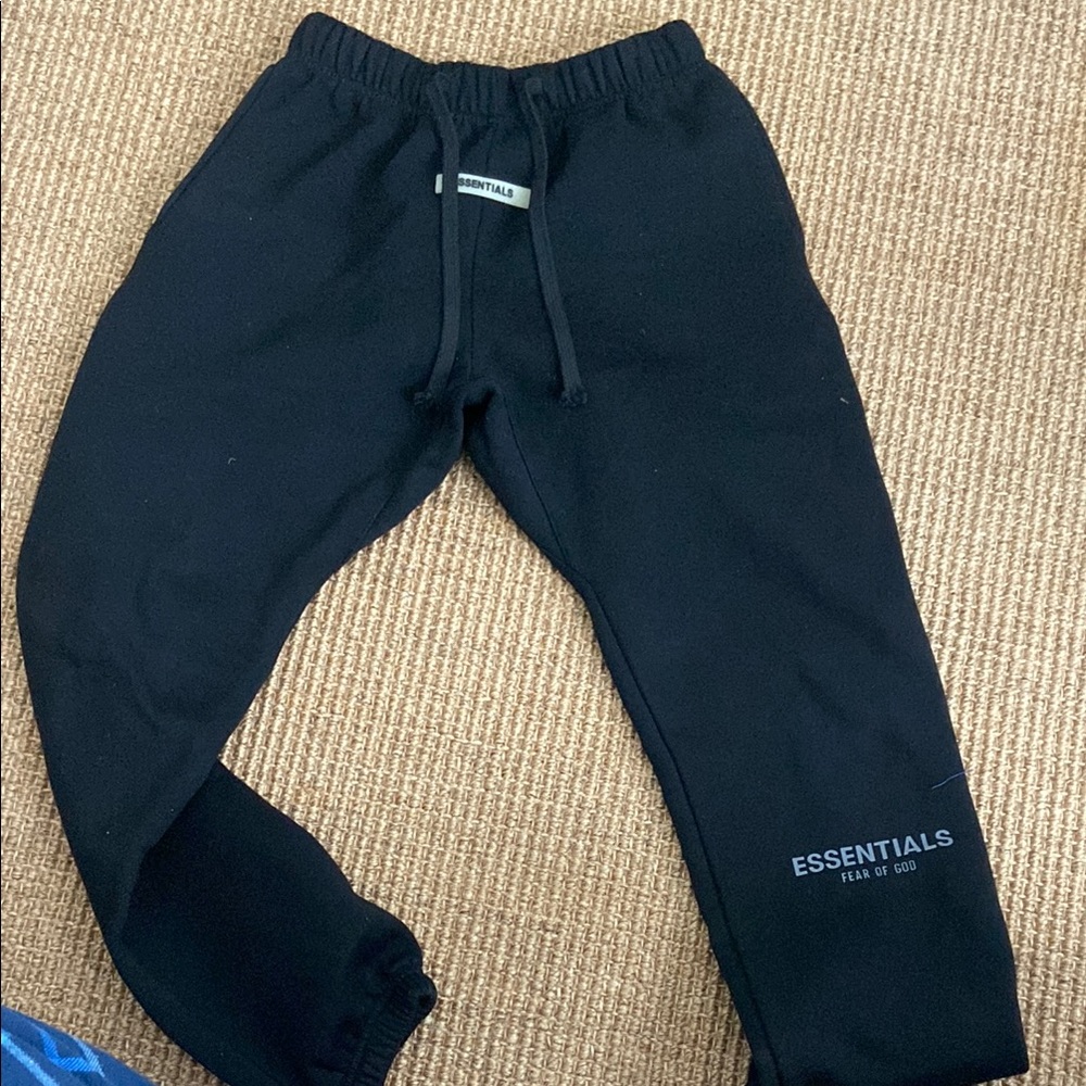 Essentials Black Sweatpants Tapered Athletic Fit